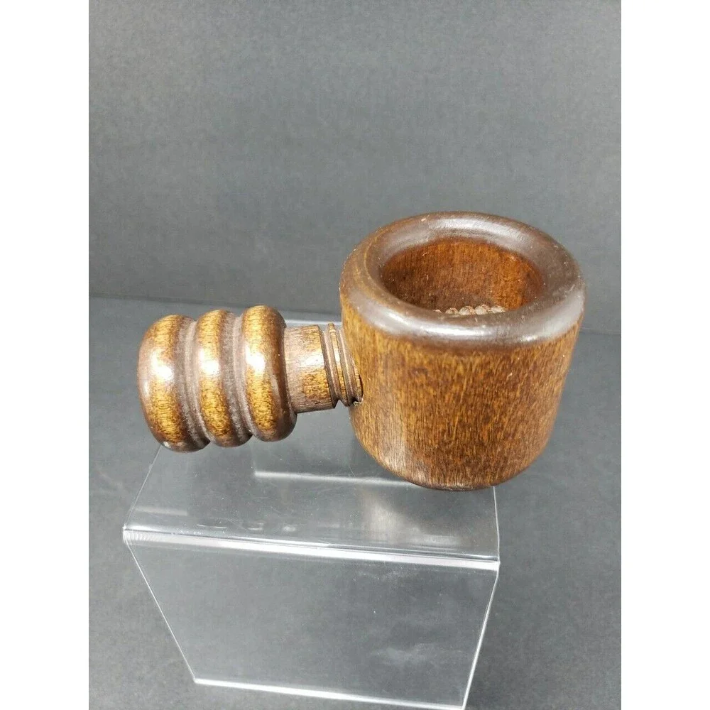 Nut Cracker Wooden Turn Screw Type Vintage Dark Solid Wood Collectible